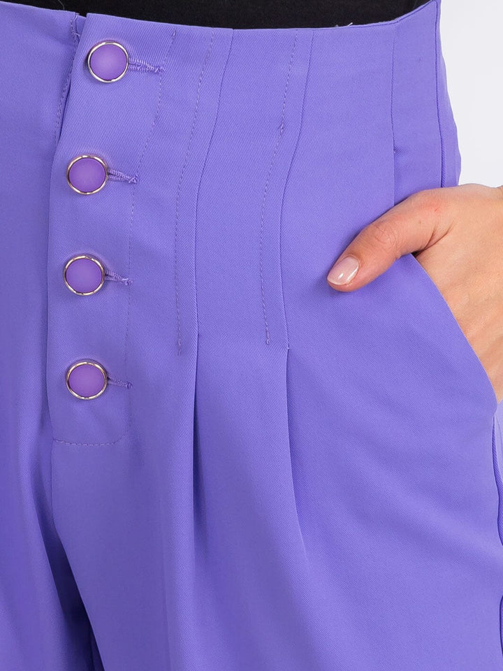 WOMEN'S BUTTON UP FRONT POCKETS WIDE LEG PANTS