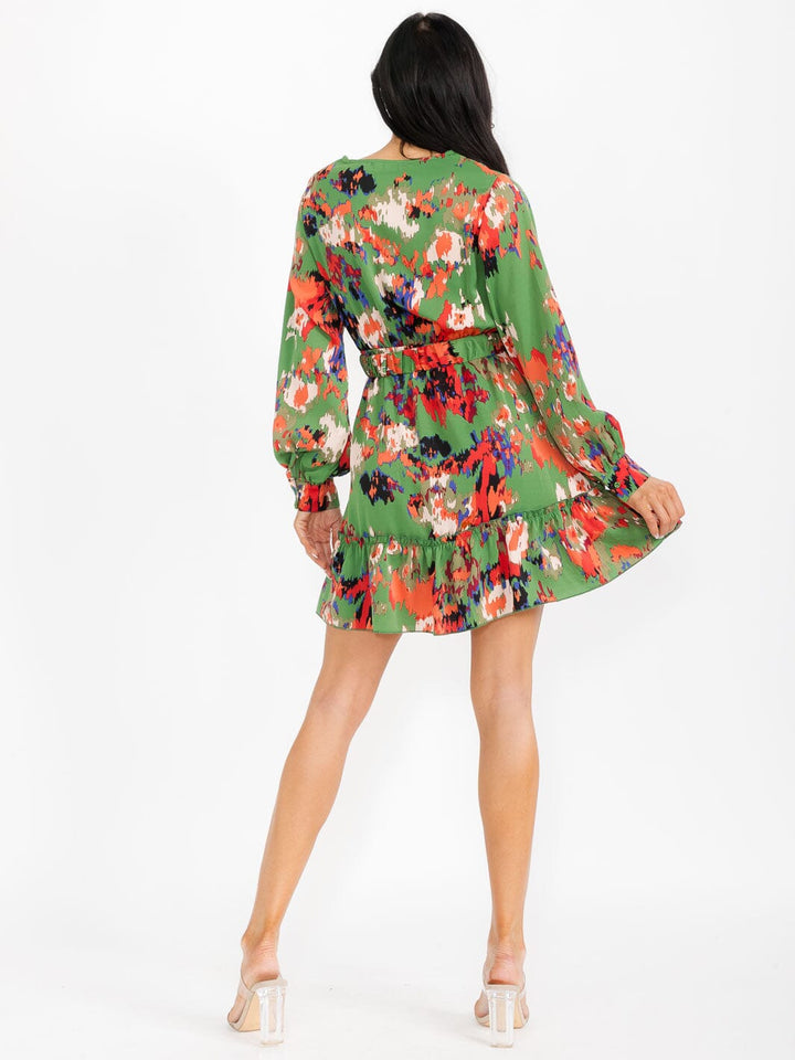 WOMEN'S SHORT SLEEVE BUTTON UP BELTED SATIN MIDI DRESS (Copy)