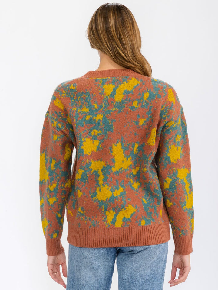 WOMEN'S LONG SLEEVE MULTI PRINT PULLOVER SWEATER