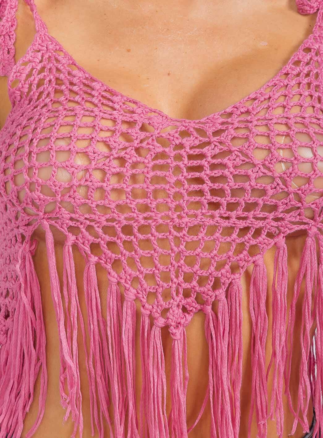 WOMEN'S SLEEVELESS V-NECK KNITTED FRINGE TANK TOP
