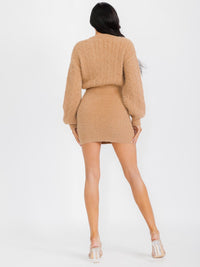 WOMEN'S LONG SLEEVE BUTTON UP BODYCON MINI DRESS