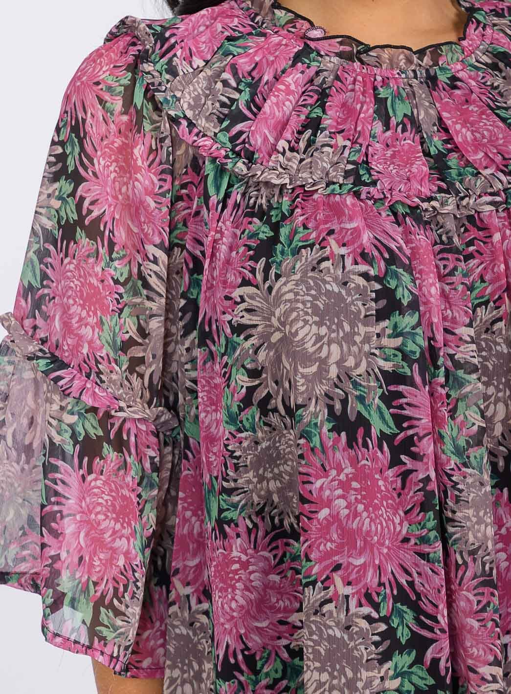 WOMEN'S SHORT SLEEVE FLORAL TUNIC MINI DRESS