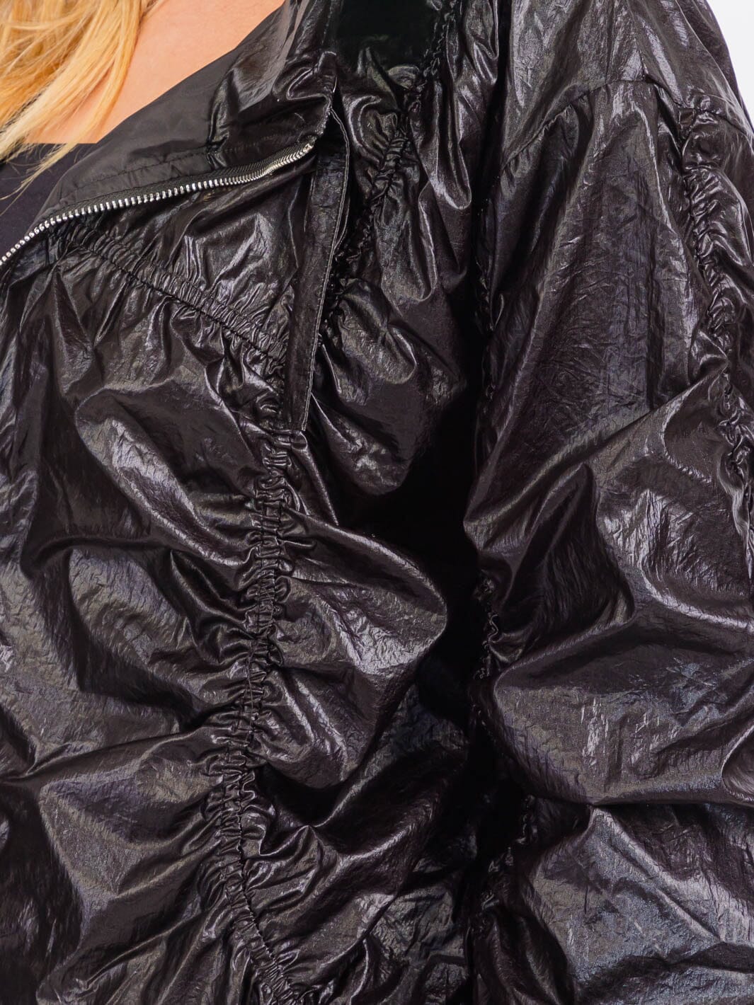 WOMEN'S LONG SLEEVE JACKET & WIDE LEG PANTS METALLIC RUCHED 2PC. SET