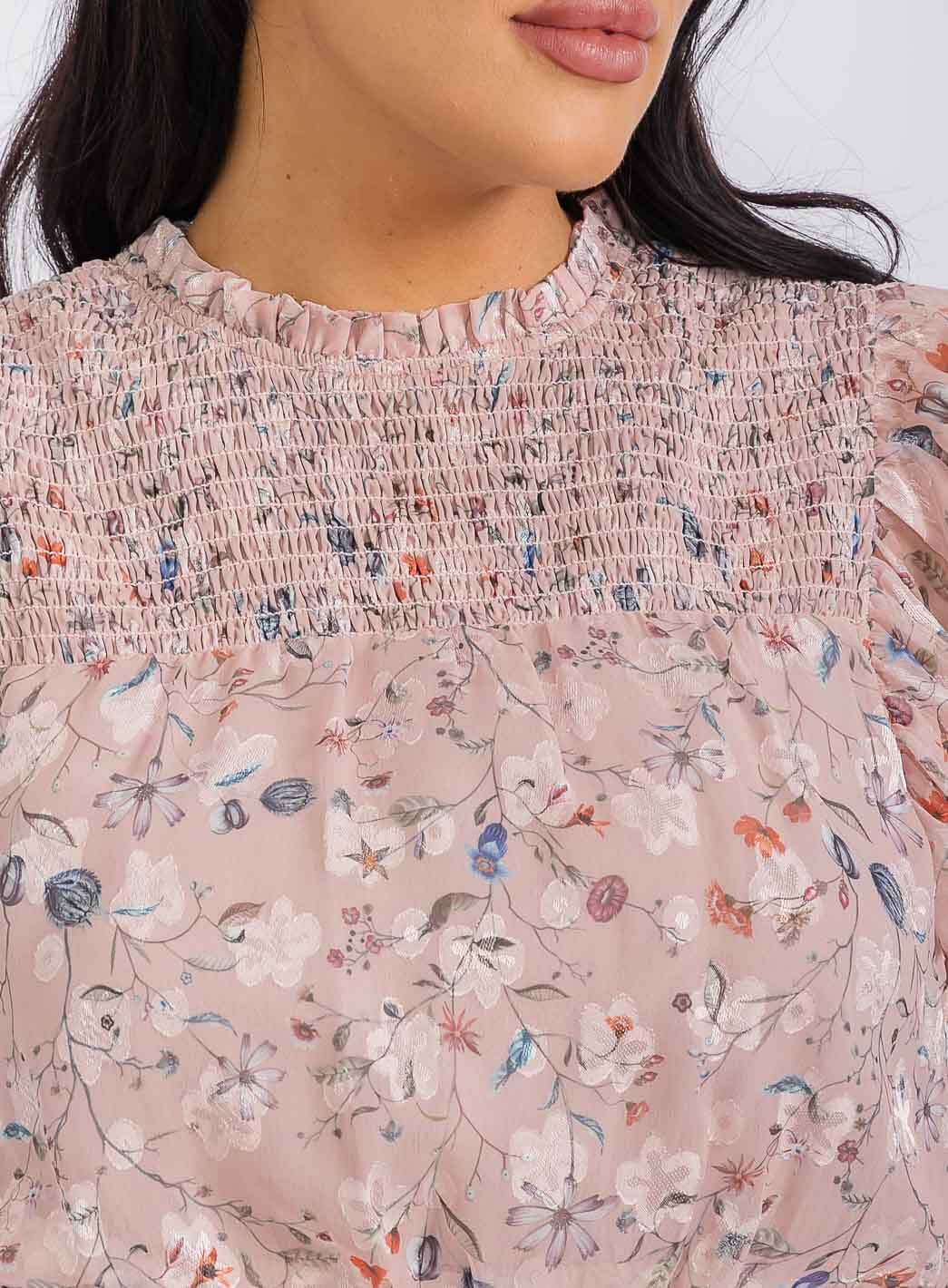 WOMEN'S SLEEVELESS SMOCK SELF TIE FLORAL PRINT MIDI DRESS