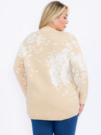 PLUS SIZE LONG SLEEVES PULLOVER HIGH-LOW COLORBLOCK TIE DYE SWEATER