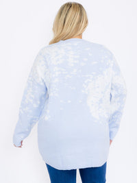 PLUS SIZE LONG SLEEVES PULLOVER HIGH-LOW COLORBLOCK TIE DYE SWEATER