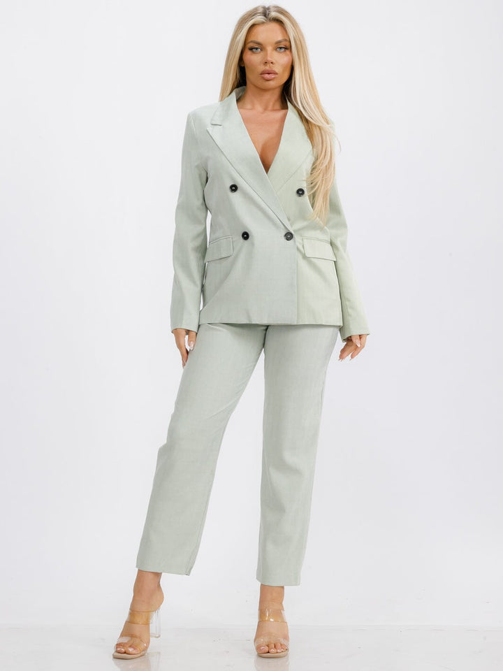 WOMEN'S LONG SLEEVE BUTTON CLOSURE STRIPES BLAZER