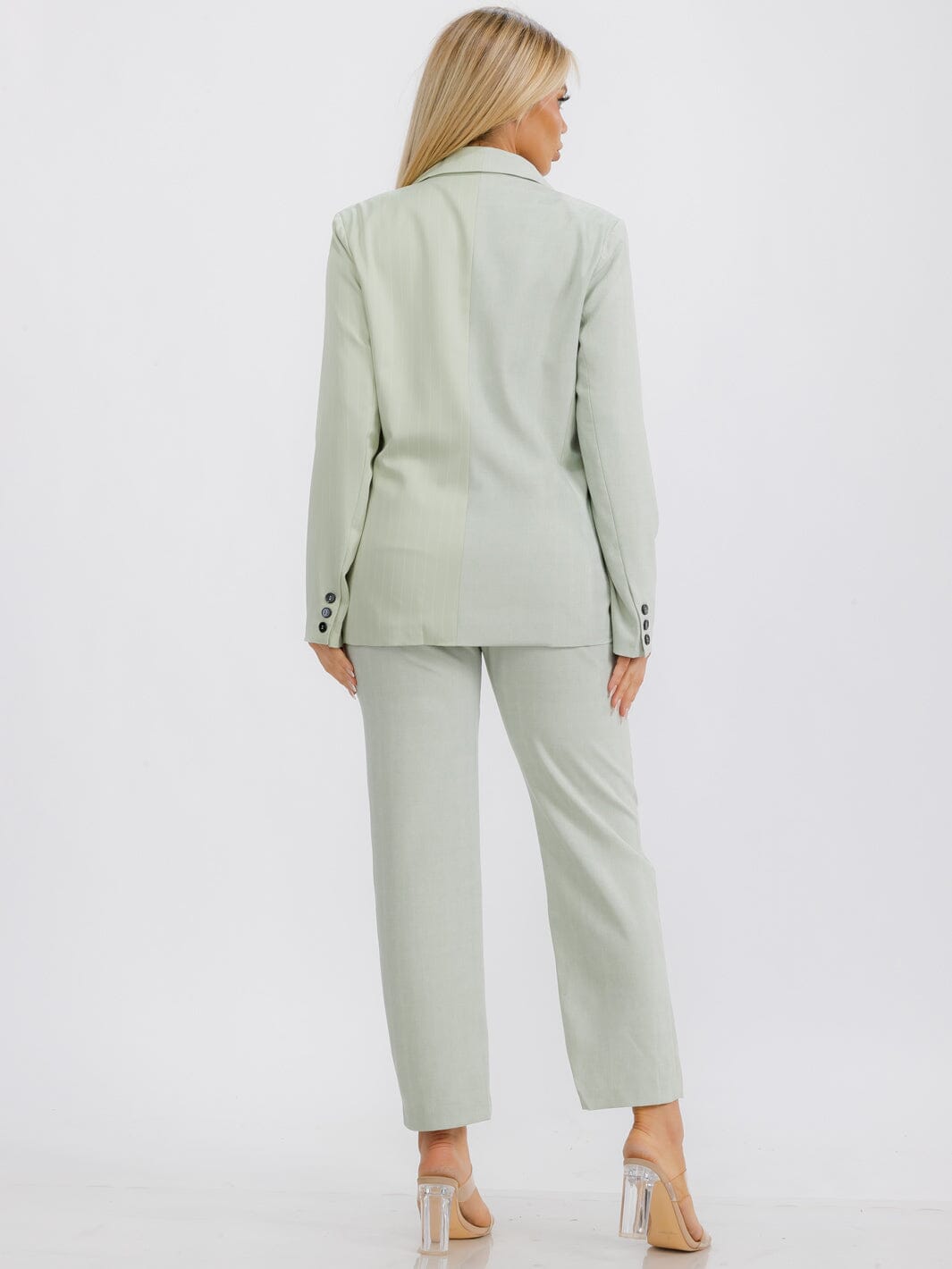 WOMEN'S LONG SLEEVE BUTTON CLOSURE STRIPES BLAZER