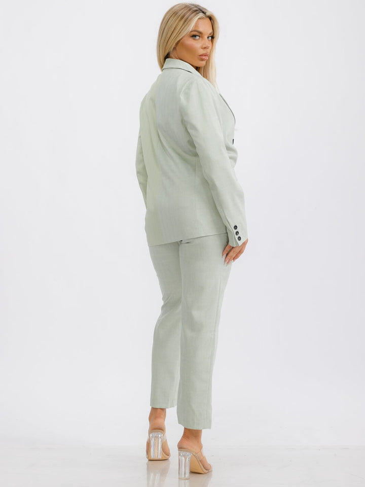 WOMEN'S BUTTON CLOSURE POCKETS STRIPES PANTS