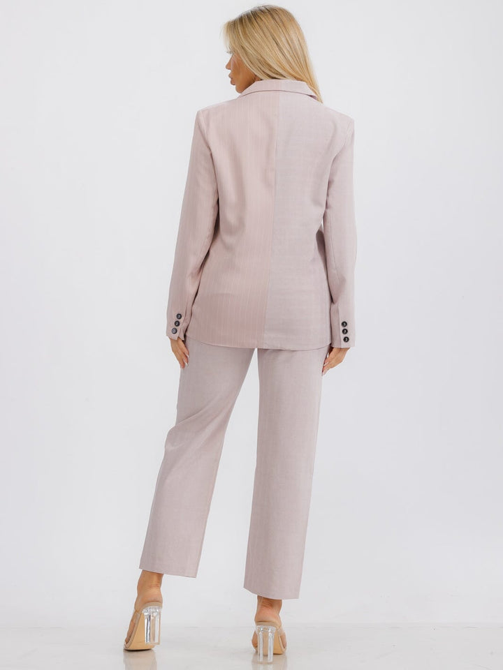 WOMEN'S LONG SLEEVE BUTTON CLOSURE STRIPES BLAZER