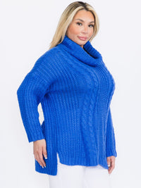 PLUS SIZE LONG SLEEVES PULLOVER TURTLE NECK SWEATER