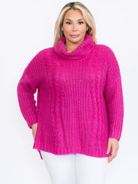 PLUS SIZE LONG SLEEVES PULLOVER TURTLE NECK SWEATER