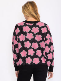 WOMEN'S LONG SLEEVES BUTTON CLOSURE FLOWERS DETAILED SHERPA SWEATER (Copy)