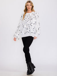 WOMEN'S LONG SLEEVES PULLOVER KNIT SEQUINS SWEATER