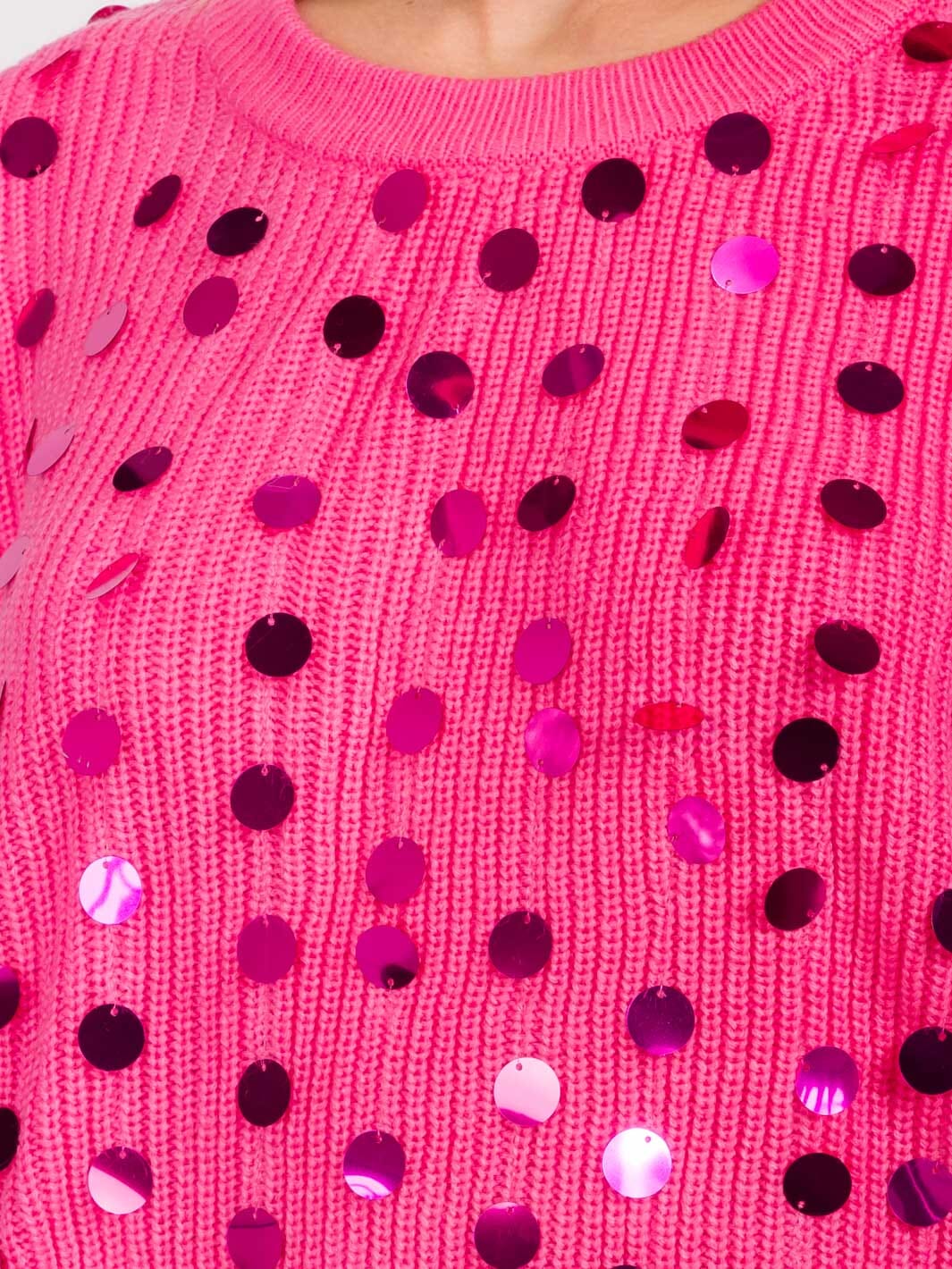 WOMEN'S LONG SLEEVES PULLOVER KNIT SEQUINS SWEATER