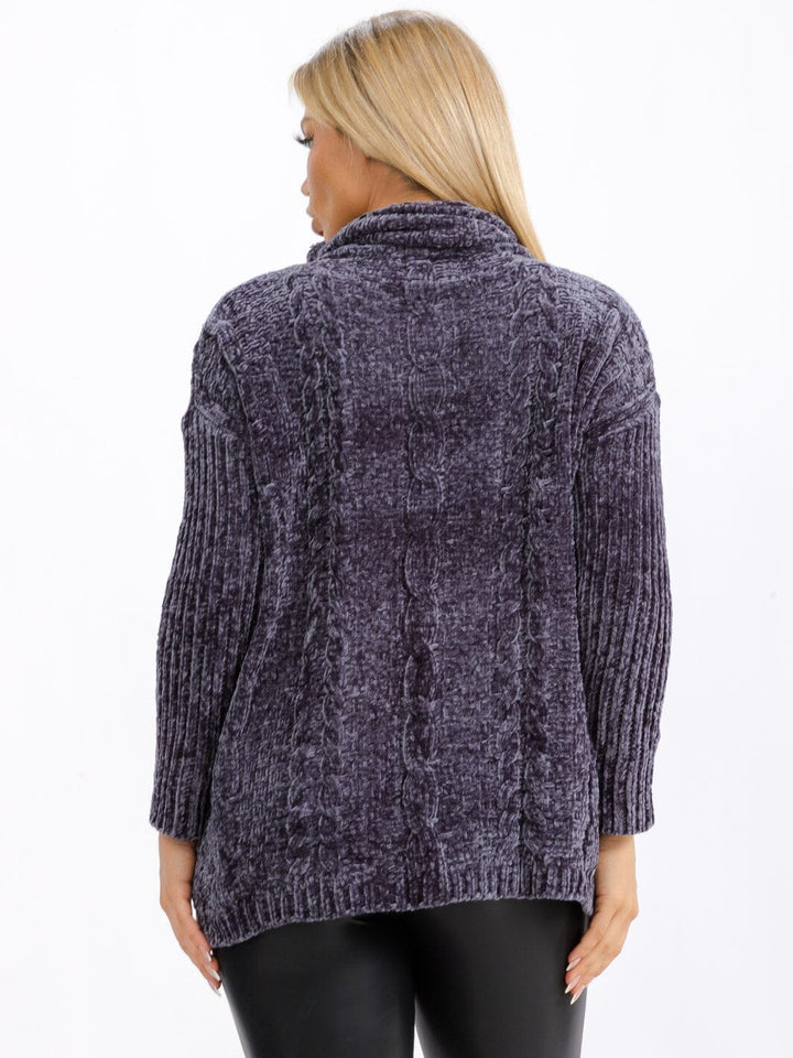 WOMEN'S LONG SLEEVE TURTLE NECK PULLOVER SWEATER