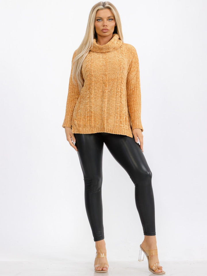 WOMEN'S LONG SLEEVE TURTLE NECK PULLOVER SWEATER