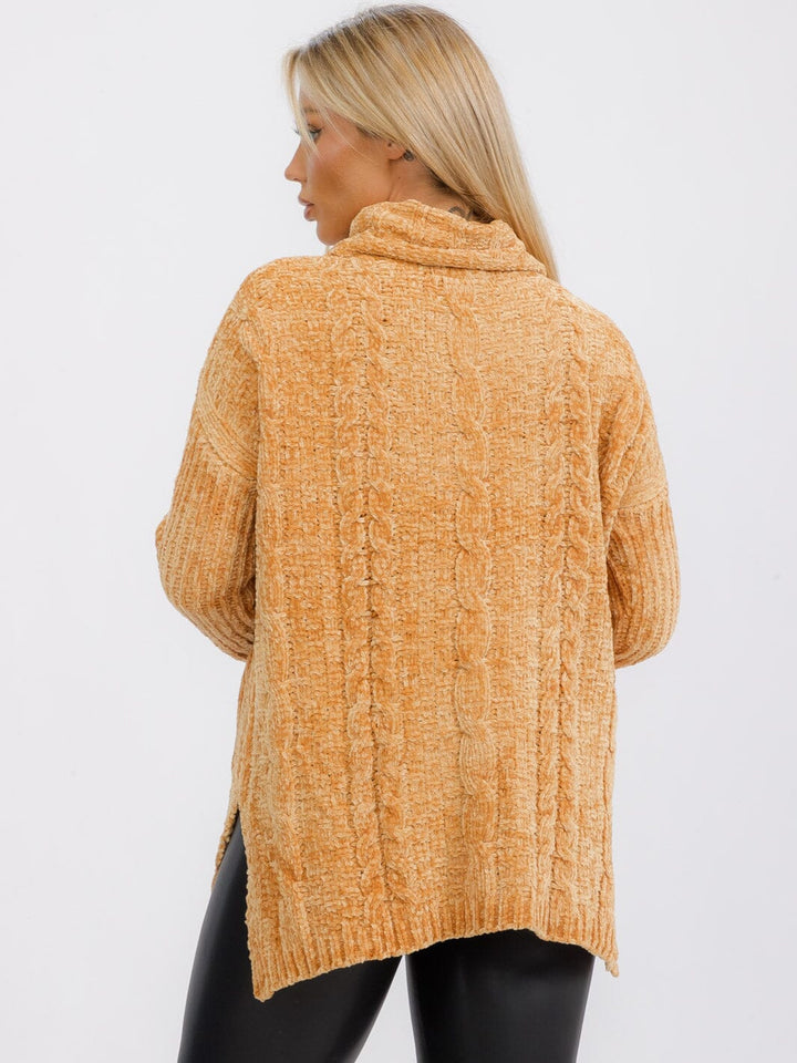 WOMEN'S LONG SLEEVE TURTLE NECK PULLOVER SWEATER