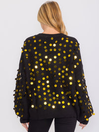 WOMEN'S LONG SLEEVES PULLOVER KNIT SEQUINS SWEATER