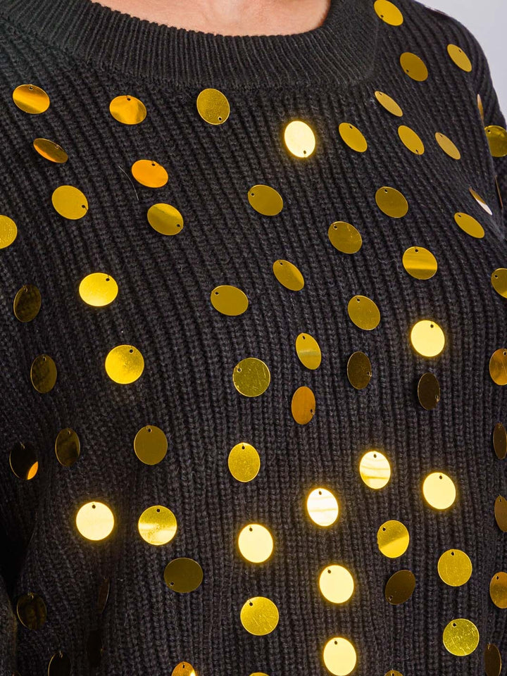WOMEN'S LONG SLEEVES PULLOVER KNIT SEQUINS SWEATER