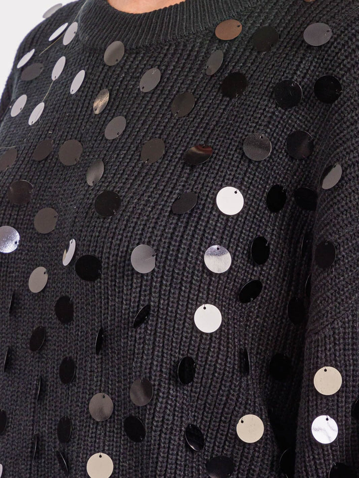 WOMEN'S LONG SLEEVES PULLOVER KNIT SEQUINS SWEATER