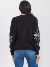 WOMEN'S LONG SLEEVE SEQUINS DETAILED PULLOVER SWEATER