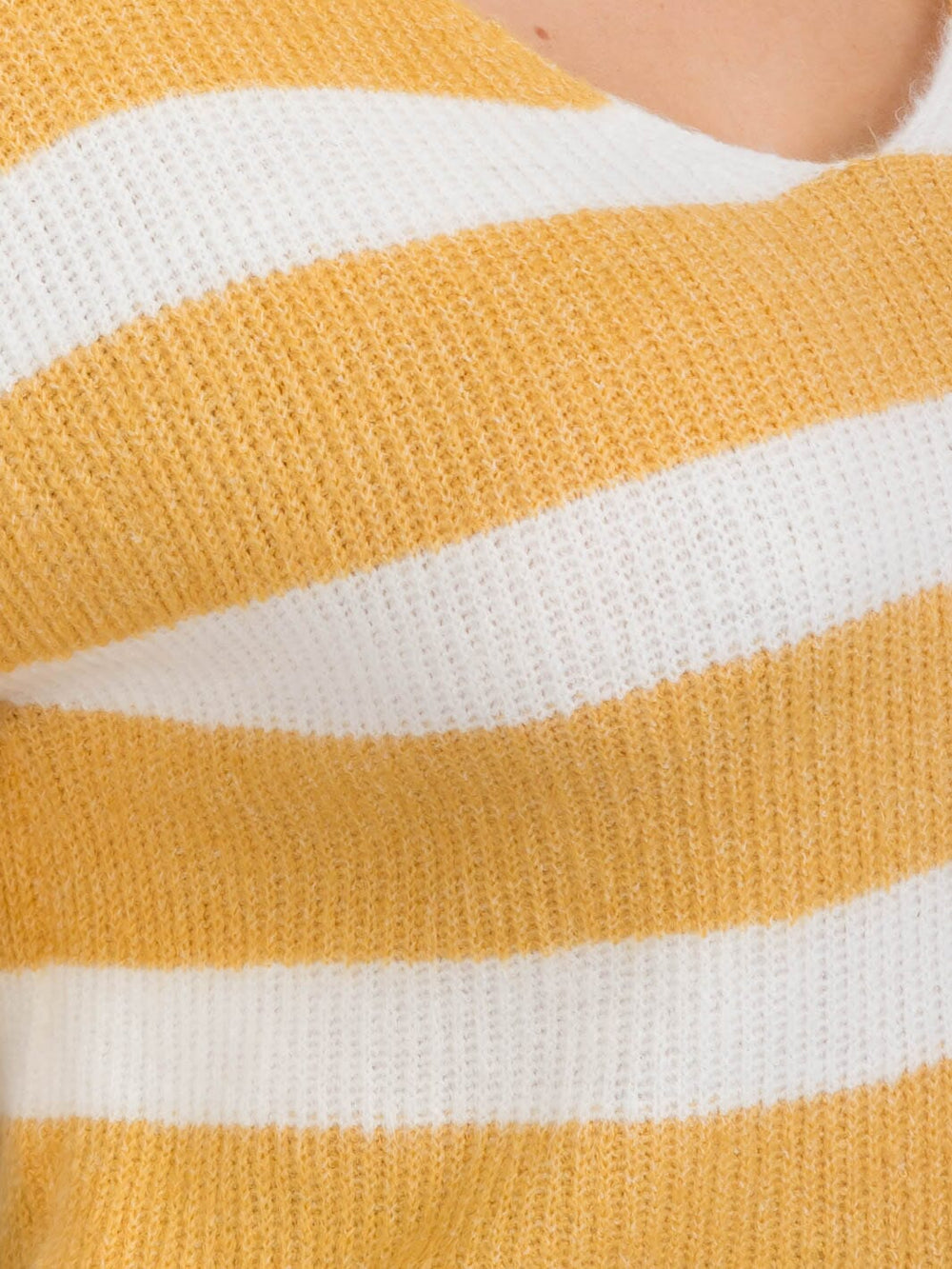 PLUS SIZE LONG SLEEVES PULLOVER V-NECK COLORBLOCK STRIPES SWEATER