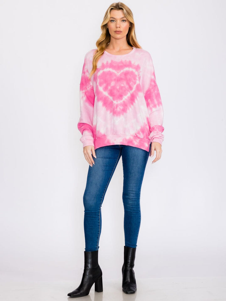 WOMEN'S LONG SLEEVES TIE DYE COLORBLOCK PULLOVER SWEATER
