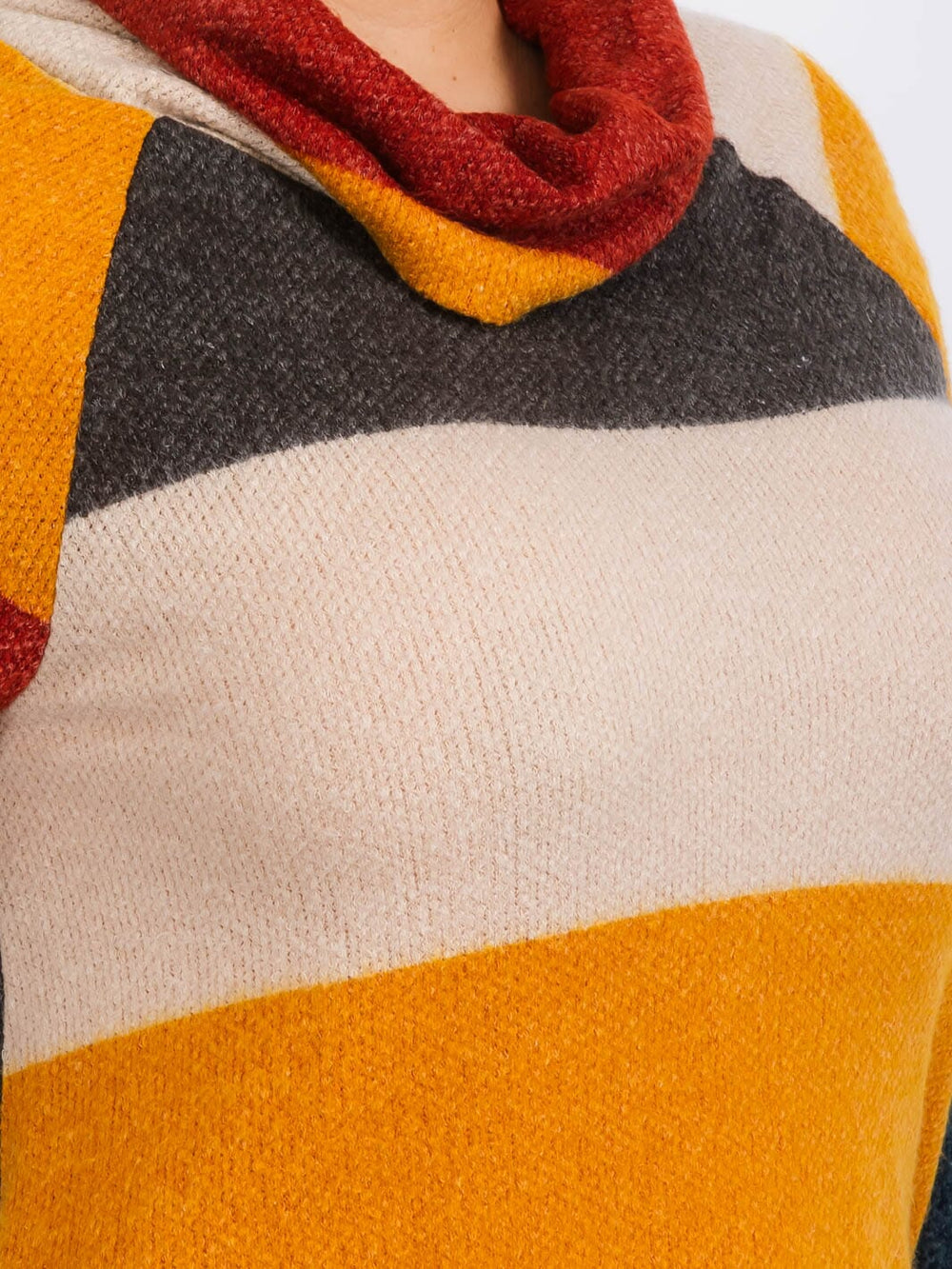 PLUS SIZE LONG SLEEVE TURTLE NECK FRONT POCKETS COLORBLOCK SWEATER MINI DRESS