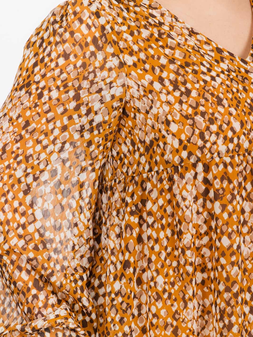 PLUS SIZE LONG SLEEVES V-NECK TUNIC ANIMAL PRINT TUNIC MINI DRESS