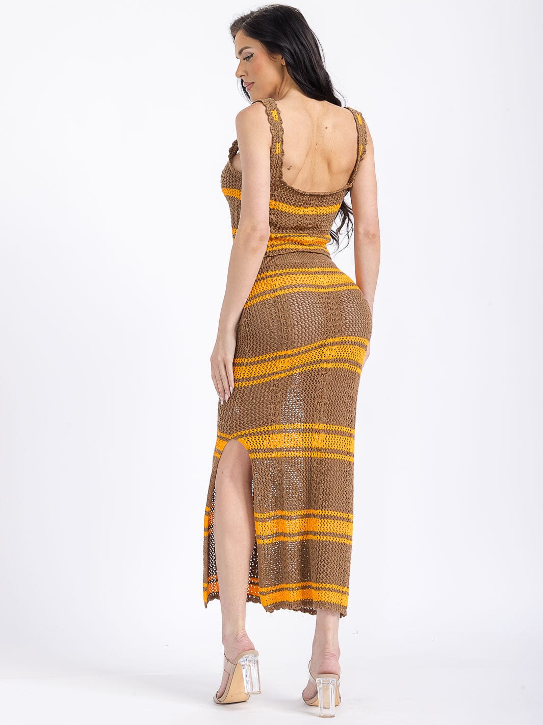 WOMEN'S TANK TOP & ELASTIC WAIST MAXI SKIRT COLORBLOCK 2PC. SET