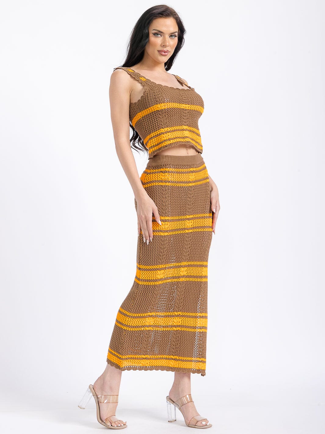 WOMEN'S TANK TOP & ELASTIC WAIST MAXI SKIRT COLORBLOCK 2PC. SET