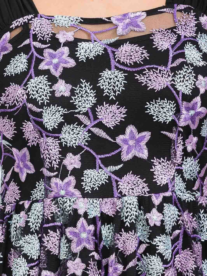 WOMEN'S SLEEVELESS EMBROIDERY FLORAL PRINT MIDI DRESS