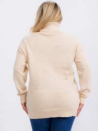 PLUS SIZE LONG SLEEVE TURTLE NECK PULLOVER SWEATER