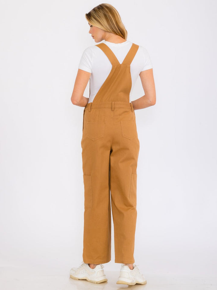 WOMEN'S SLEEVELESS POCKETS WIDE LEG DENIM OVERALL