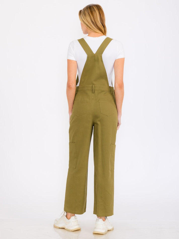 WOMEN'S SLEEVELESS POCKETS WIDE LEG DENIM OVERALL