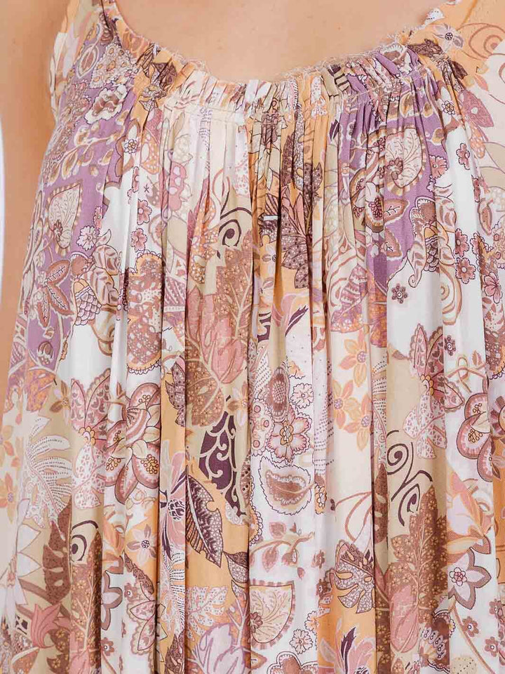 WOMEN'S SLEEVELESS OPEN BACK FLORAL PRINT MAXI DRESS