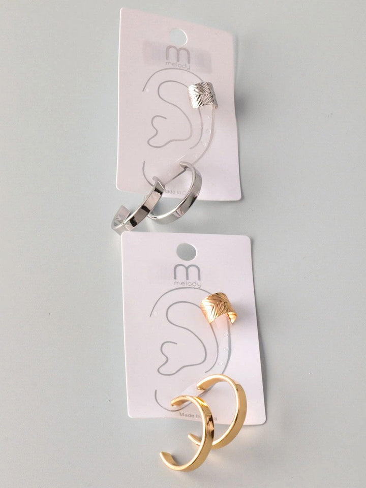 FASHION GOLD & SILVER 3 PAIR SET EARRINGS