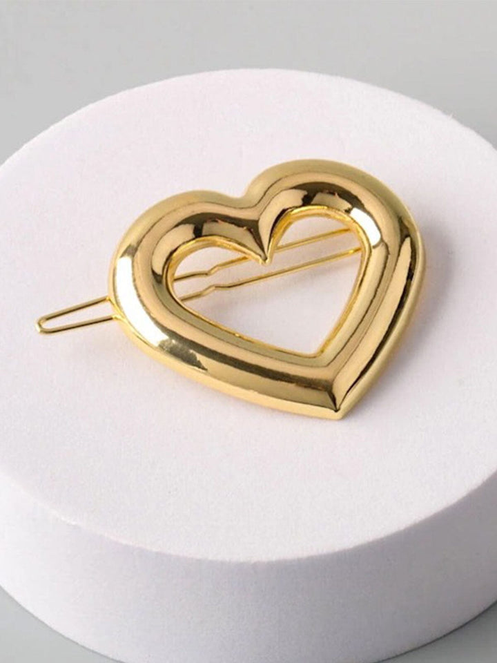 FASHION GOLD & SILVER HEART HAIR CLIPS