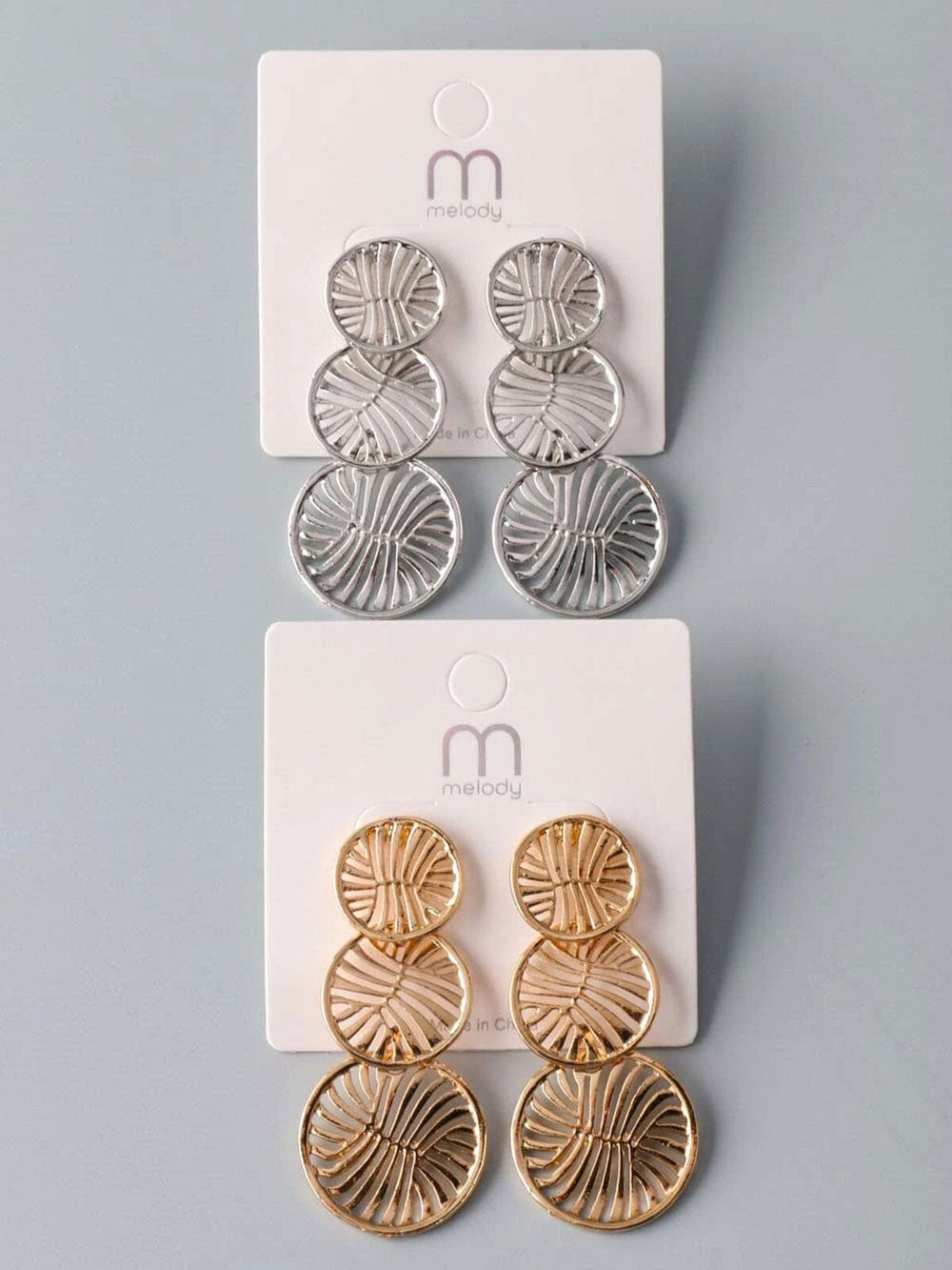 FASHION GOLD & SILVER HANGING EARRINGS