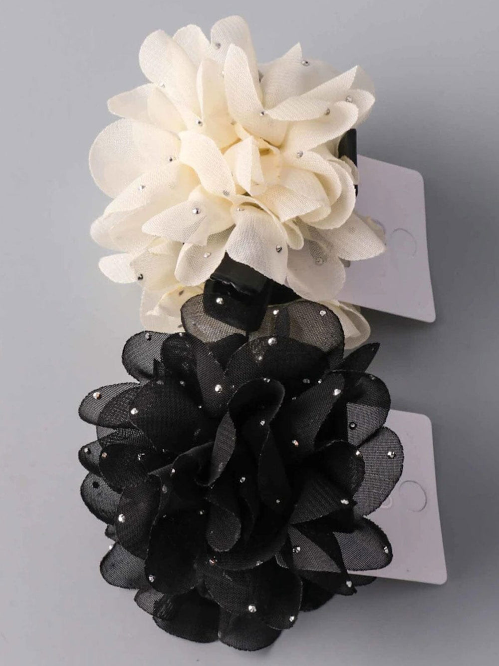 FASHION BLACK & IVORY CLAW HAIR CLIPS