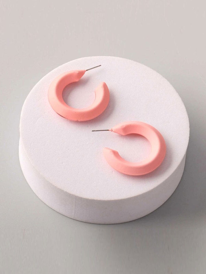 FASHION ASSORTED COLORS HALF HOOP EARRINGS