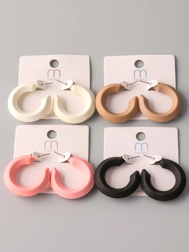 FASHION ASSORTED COLORS HALF HOOP EARRINGS