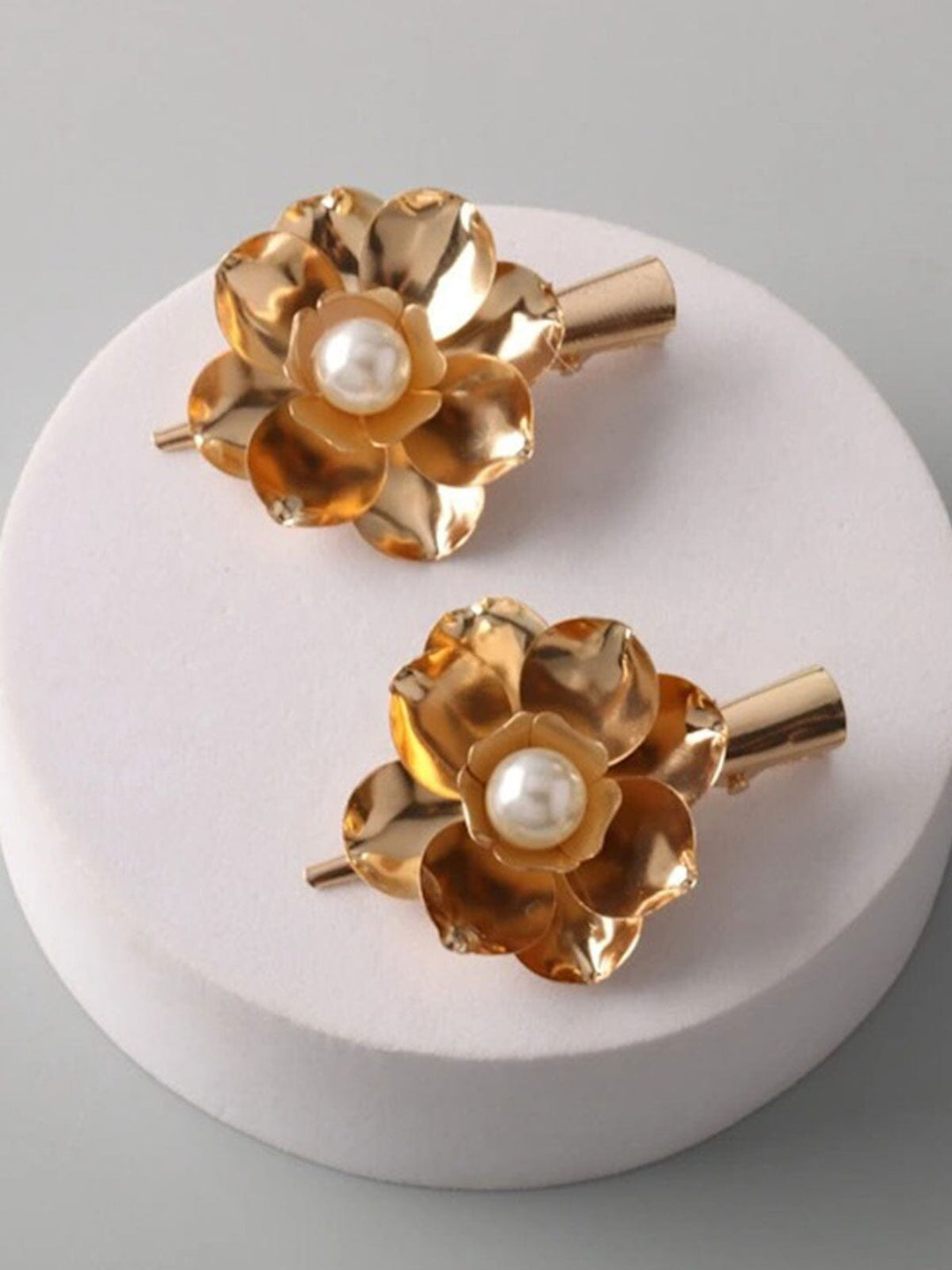 FASHION GOLD & SILVER FLOWER HAIR CLIPS