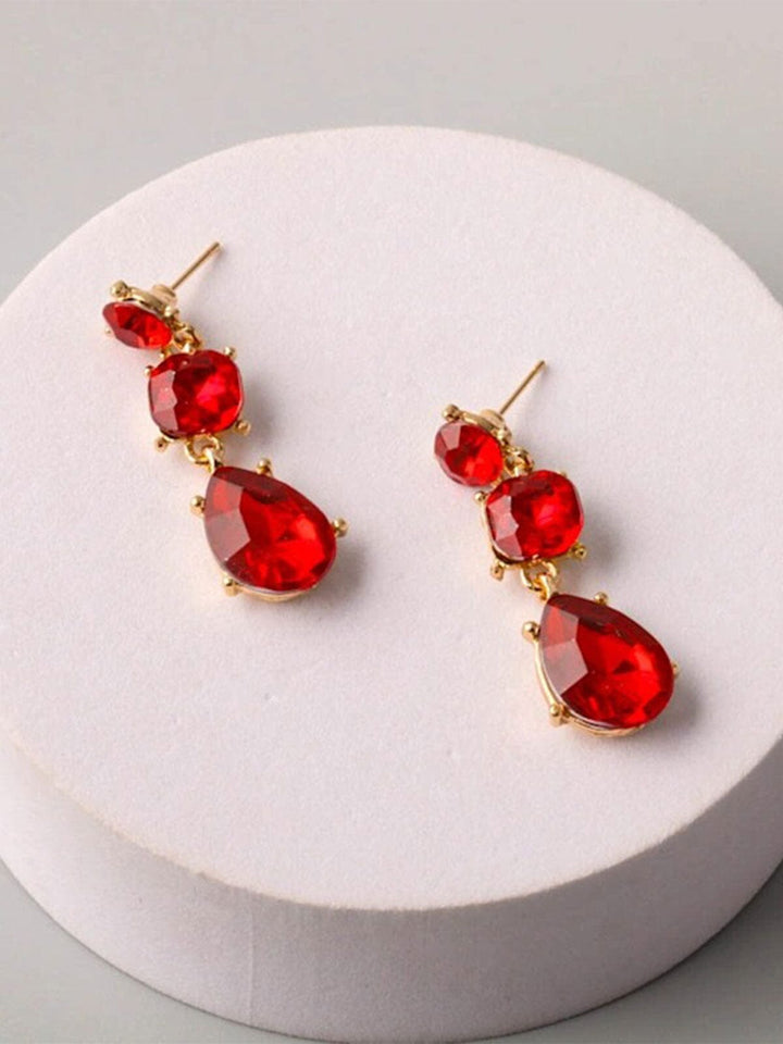 FASHION BLACK & RED STUDS HANGING EARRINGS