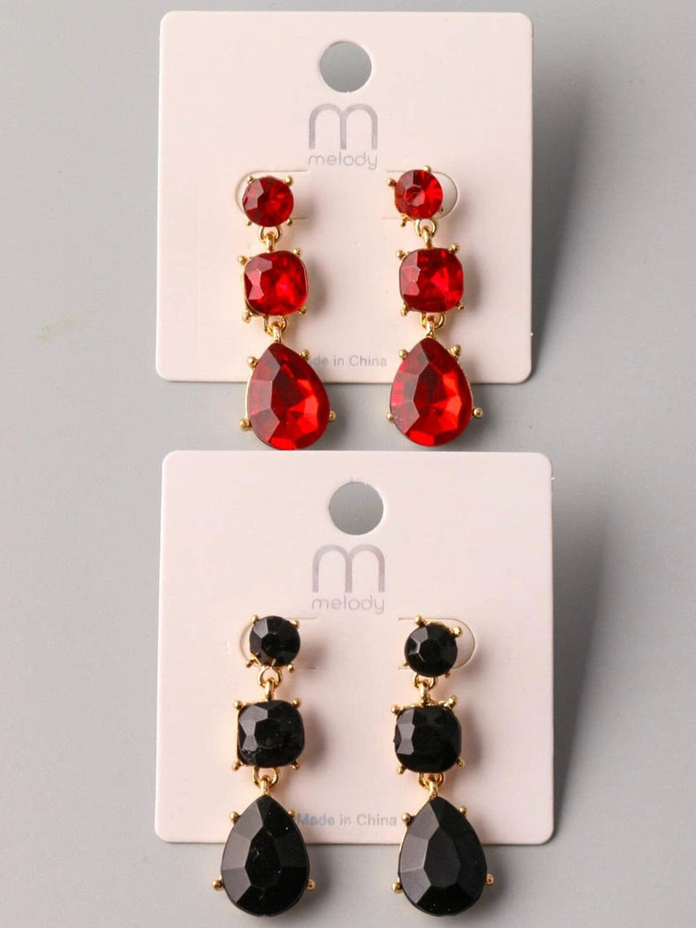 FASHION BLACK & RED STUDS HANGING EARRINGS