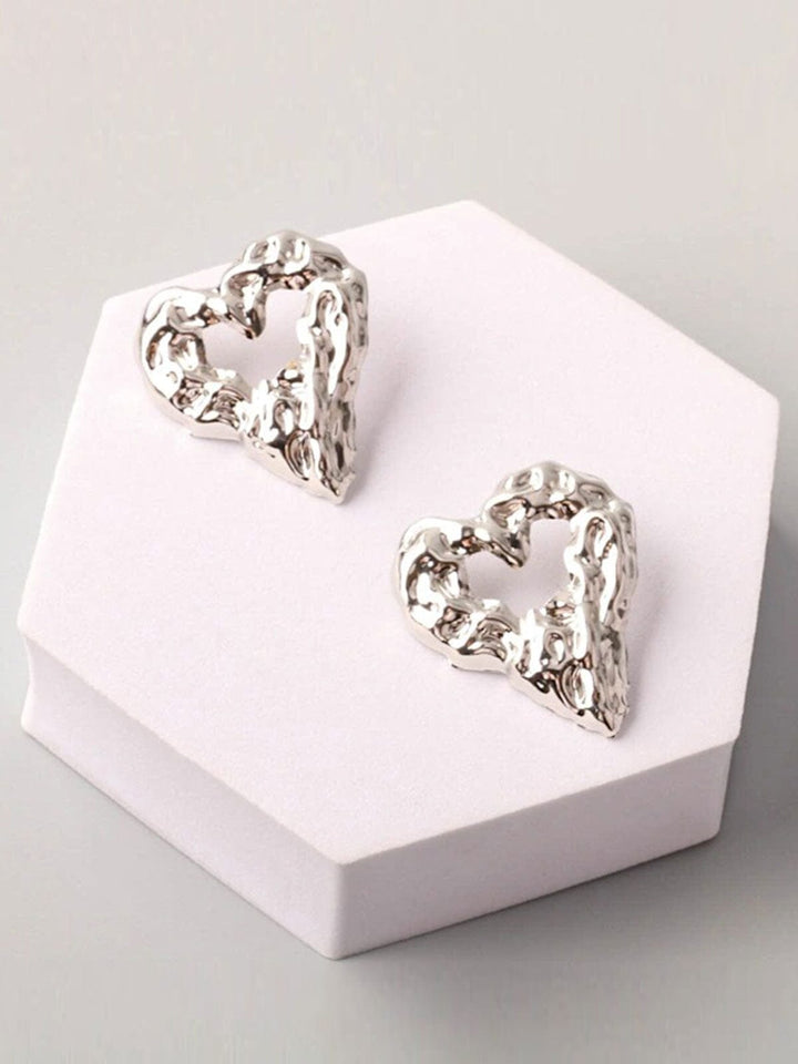 FASHION GOLD & SILVER HEART EARRINGS
