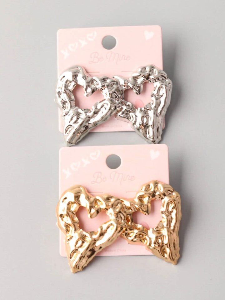 FASHION GOLD & SILVER HEART EARRINGS