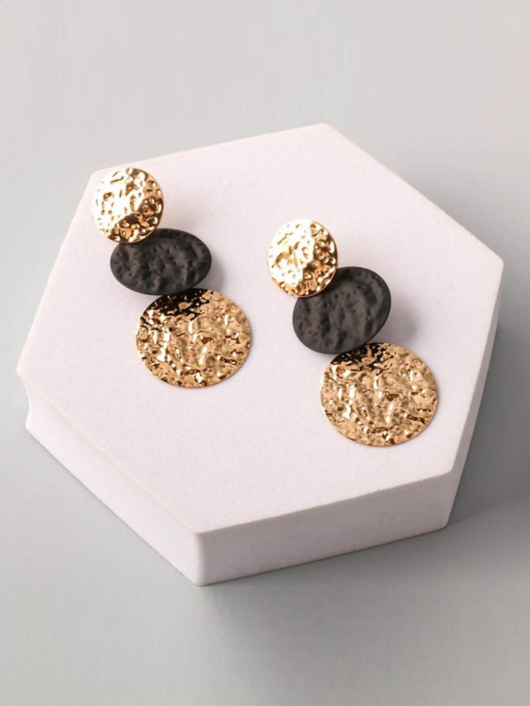 FASHION GOLD & SILVER HANGING EARRINGS