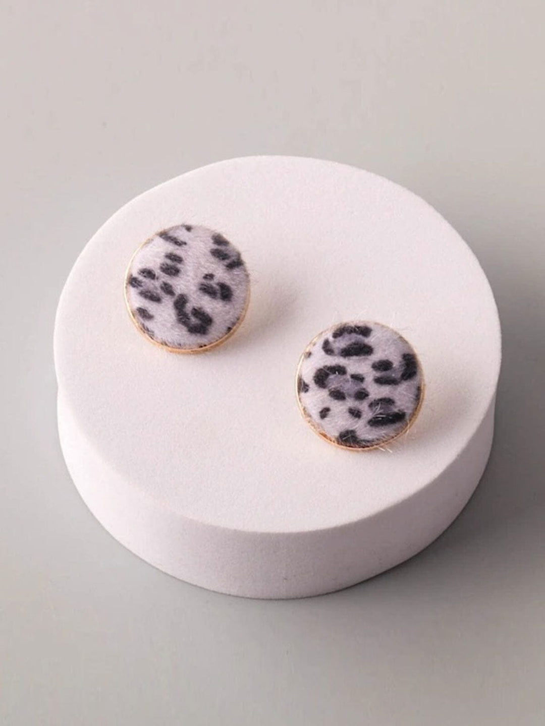 FASHION ANIMAL PRINT HEART & CIRCLE EARRINGS